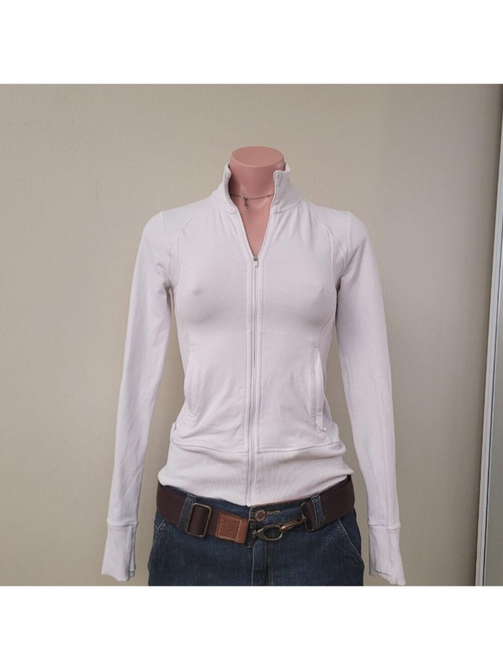 TNA Crisp White Athletic Slim Athletic Yoga Zip Up Jacket (XS)